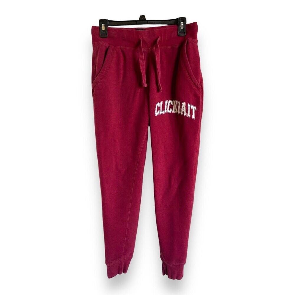 Clickbait David Dobrik Sweatpants‎ Sz S Authorized Fanjoy Burgundy Pants
